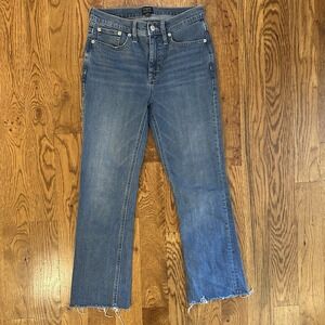 J.Crew High-Rise Crop Flare Women's Jeans Size 26 Raw Hem Denim Blue